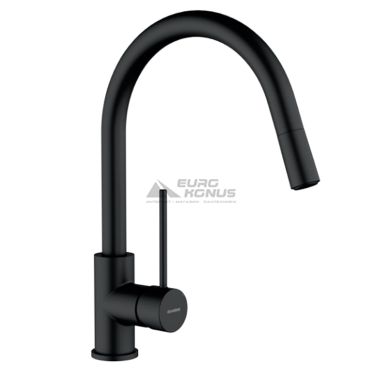 GENEBRE Смеситель для кухни однорычажный с выносным шлангом Tau Black (FRV61207 41)